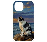 Carcasa para iPhone 14 Gato de urraca Blanco y Negro al Atardecer