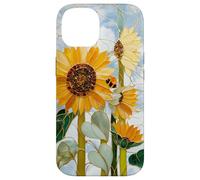 Carcasa para iPhone 14 Girasol Abeja Art Nouveau Floral Botanico Cielo Mosaico Sol
