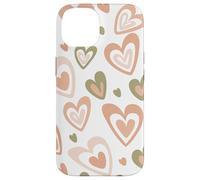 Carcasa para iPhone 14 Girly Coquette Cute Pink Heart Sage Green Hearts Valentines