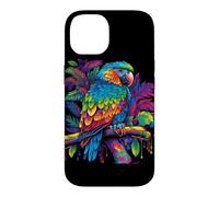 Carcasa para iPhone 14 Gráfico de aerógrafo Retro Colorido Loro pájaro Tropical