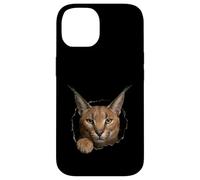 Carcasa para iPhone 14 Gráfico de Animal Caracal Wild Cat Breaking Through Torn Hole