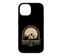 Carcasa para iPhone 14 Gráfico Retro Sunburst del Parque Nacional Mount Rainer Washington
