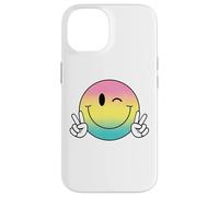 Carcasa para iPhone 14 Guiñando Sonrisa Cara Peace Camisa Lindo Guiño Feliz Cara Sonriente