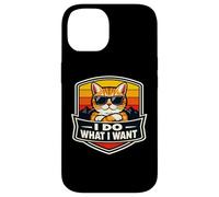 Carcasa para iPhone 14 Hago lo Que Quiero, Amante del dueño de un Gato, Divertido, Retro, Broma Vintage