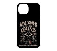 Carcasa para iPhone 14 Hallowed Be Thy Gains Halterofilia Fitness USA Culturista