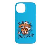 Carcasa para iPhone 14 Highland Cow 4th of July Cow For Women Men Funny Cow