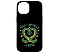 Carcasa para iPhone 14 Hiss-terically In Love Cute Snake Heart Juego de Palabras Amante de Reptiles