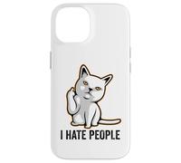 Carcasa para iPhone 14 I Hate People Sign,Funny Cat Giving The Finger Flipping Off