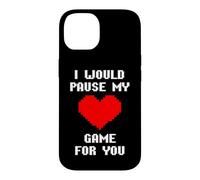 Carcasa para iPhone 14 I Would Pause My Game For You Corazones De Píxeles Amor