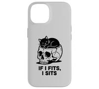Carcasa para iPhone 14 If I Fits I Sits Cat Skull Funny Gothic Dark Meme Humor 2