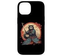 Carcasa para iPhone 14 Japanese Art Cat Ninja Ukiyo-e Anime Samurai Cat Camiseta
