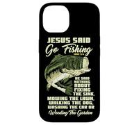 Carcasa para iPhone 14 Jesus Said Go Fishing Fish Story Biblia Pesca Pesca de lubina