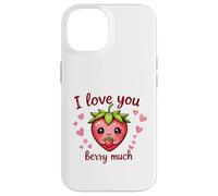 Carcasa para iPhone 14 Juego de Palabras «I Love You Berry Much Cute Heart» con Forma de corazón y Fresa