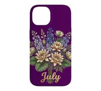 Carcasa para iPhone 14 July Birth Flower Larkspur & Water Lily Cute Floral Birthday