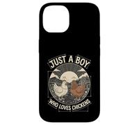 Carcasa para iPhone 14 Just A Boy Who Loves Chickens Retro Farm Blueprint Livestock