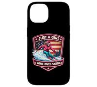 Carcasa para iPhone 14 Just A Girl Who Loves Skiing American Skier Ski Resort USA