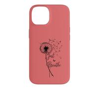 Carcasa para iPhone 14 Just Breathe Dandelion Butterfly Inspirational Boho Floral
