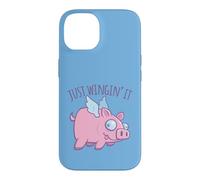 Carcasa para iPhone 14 Just Wingin' It Derpy Flying Pig