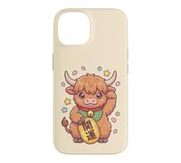 Carcasa para iPhone 14 Kawaii Highland Cow Maneki Neko Fortune Granja Japonesa