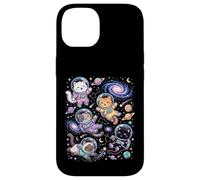 Carcasa para iPhone 14 Kawaii Space Cats Astronauta Galaxia Estrellas Planetas