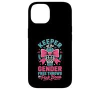 Carcasa para iPhone 14 Keeper of The Gender Reveal Free Throws or Pink Bows Party