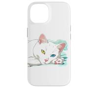 Carcasa para iPhone 14 Khao Manee Rare ODD-Eye Raza Tailandesa Blanco Japonés Anime Gato