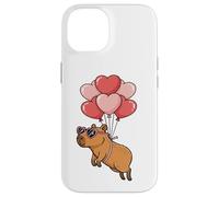 Carcasa para iPhone 14 Kids Womens Girls Valentines Day Heart Balloons Capybara