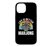 Carcasa para iPhone 14 La Vida es Mejor con Mahjong Retro Tile Game Night Player