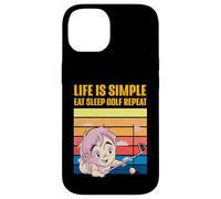 Carcasa para iPhone 14 La Vida es Simple Comer Dormir Golf Repetir