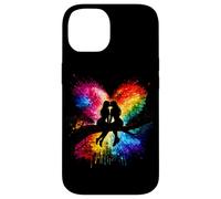 Carcasa para iPhone 14 Lesbian Girls Kissing on Tree Branch Rainbow Silhouette