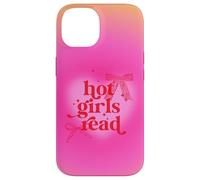 Carcasa para iPhone 14 Libro de Lectura para Chicas Calientes Pink Aura Heart Cute Bows Y2K Bookish