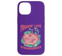 Carcasa para iPhone 14 Linda Rana Froggin' Amor Fresas Dibujos Animados