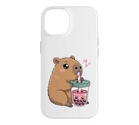 Carcasa para iPhone 14 Lindo Capybara Kawaii Anime Capybara Beber Bubble Tea Love