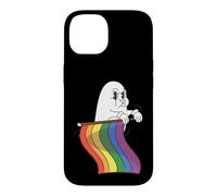 Carcasa para iPhone 14 Lindo Fantasma LGBTQ sosteniendo la Bandera del Arco Iris Orgullo LGBT Halloween