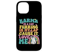 Carcasa para iPhone 14 Lindo Karma Es Un Gato Furring En Mi Regazo Porque Me Ama
