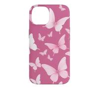 Carcasa para iPhone 14 Lindo patrón de Mariposas Blancas y Rosadas Femeninas Y2K