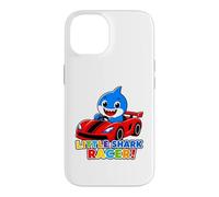 Carcasa para iPhone 14 Little Shark Racer Kids Cute Shark Race Car Diseño para niños