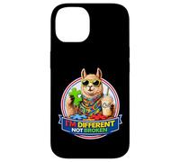 Carcasa para iPhone 14 Llama con batido y Gafas de Sol Soy Diferente, no Roto