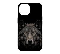 Carcasa para iPhone 14 Lobo Dire Cara Luz De Luna Bosque Fauna Silvestre Naturaleza