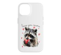 Carcasa para iPhone 14 Love You More Raccoon Holding a Heart Womens Cute Valentine