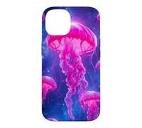Carcasa para iPhone 14 Luminoso Galaxy Medusa Diseño Cósmico Océano Arte, Náutico