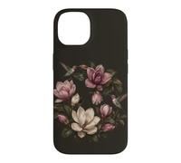 Carcasa para iPhone 14 Magnolia Flores Colibríes Botánico Vintage Floral