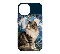 Carcasa para iPhone 14 Majestic Gato de Pelo Largo Art Nouveau Mountain