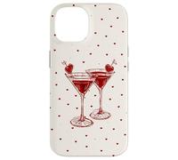 Carcasa para iPhone 14 Martini Glass Pink Olive Bartender and Hearts Cóctel Beige