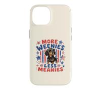 Carcasa para iPhone 14 Más Salchichas Menos malvados, Divertido Perro Salchicha patriótico