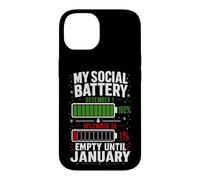 Carcasa para iPhone 14 Mi batería Social vacía hasta enero Navidad Divertida