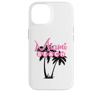 Carcasa para iPhone 14 Miami Beach Florida Palmera Retro Tropical