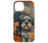 Carcasa para iPhone 14 Miniatura Schnauzer Sal Pimienta Floral Perro Arte