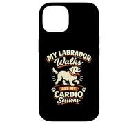 Carcasa para iPhone 14 Mis Paseos de Labrador Son mis sesiones de Cardio, Divertido Labrador