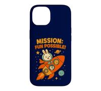 Carcasa para iPhone 14 Misión Divertida Posible: Lindo Conejito Astronauta y tripulación Espacial
